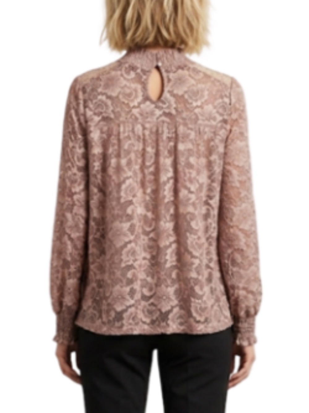 NEW Cable & Gauge Long Sleeve Lace Top LG Pink/Mauve NWT - Picture 2 of 11
